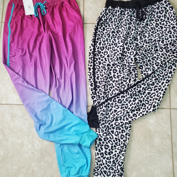 Ombre and Leopard Jogger Pants Large - Picture 4 of 6